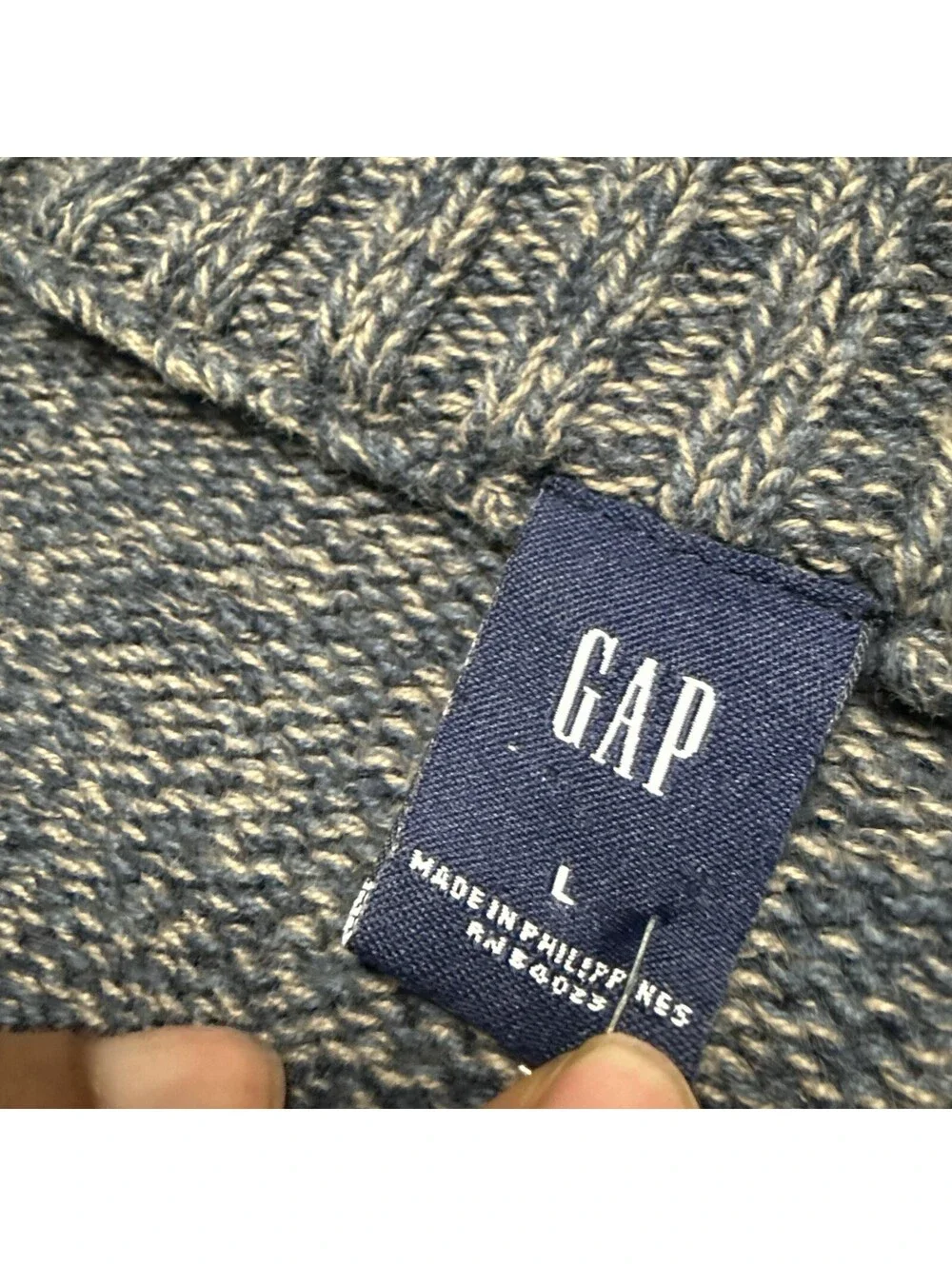 VTG Gap Sweater Mens L Blue Zip Up Chunky Grandpa 2004 Knit